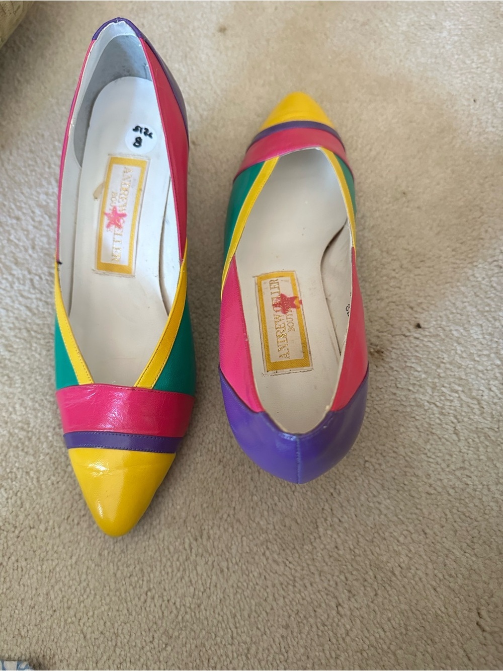 Andrew Geller vintage color block Pointed-Toe Women’s 2" heel- Multicolor